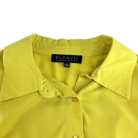 NWT Eloquii Chartreuse Button Down Long Sleeve Shirt - Picture 3 of 6